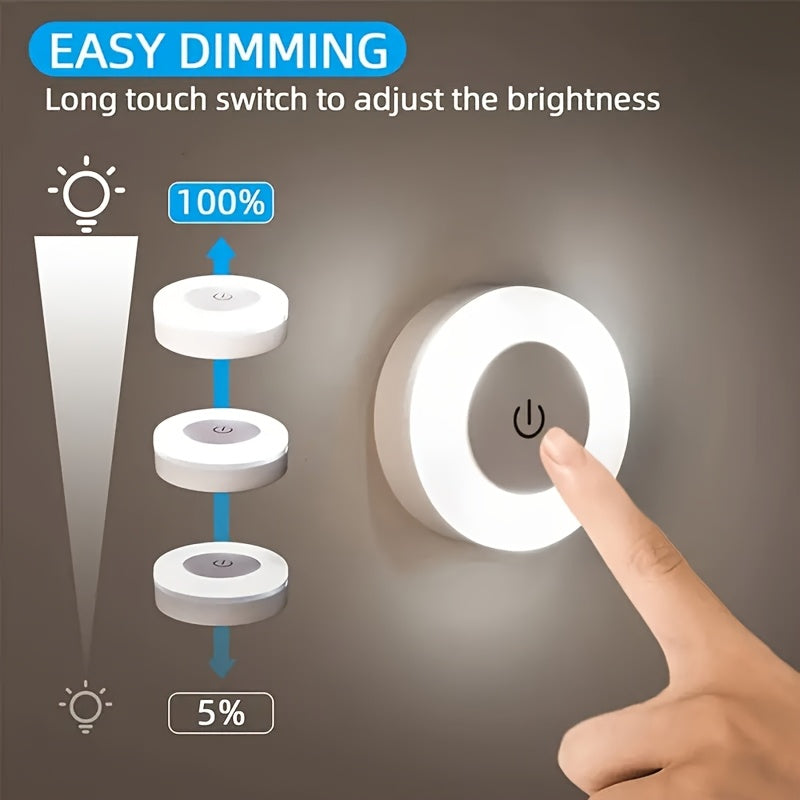 Modern LED Touch Night Light, Dimmable Bedside Lamp with Rechargeable 400mAh Lithium Battery, Warm/Cool White Light, Plastic Shade, Freestanding Design for Bedroom, Hallway, Living Room, Washroom, Closet - Battery-Powered & A