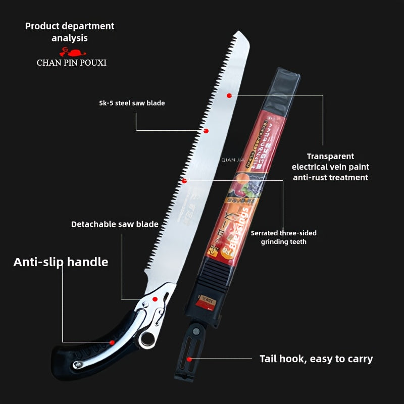 1-Pack Heavy-Duty Manual handheld chainsaw - with Sharp Blade, Red Grip Handle for Tree Pruning, Logging, Firewood Cutting - Portable Chainsaw Saw for Professionals & Home Use - No Electricity Needed, Logging Equipment, Ergon