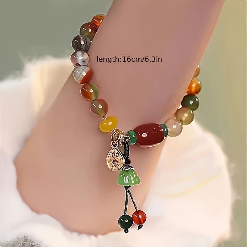 Chic Vintage-Inspired Colorful Good Luck Charm Bracelet - Adjustable, Perfect Gift for Birthdays & Holidays