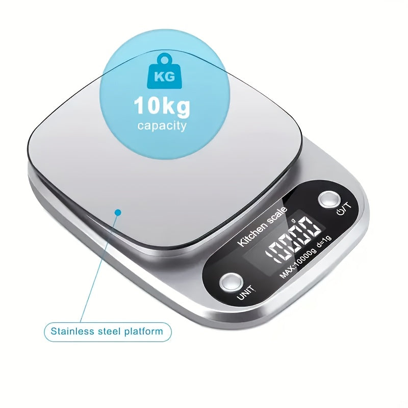 Precision Digital Kitchen Scale - High Precision, Stylish Design with LCD Display, Multi-Unit Measurements, Stainless Steel Face, AAA Battery Powered, Suitable for Home and Professional Use, Food Weighing Kitchen Scale, Durab