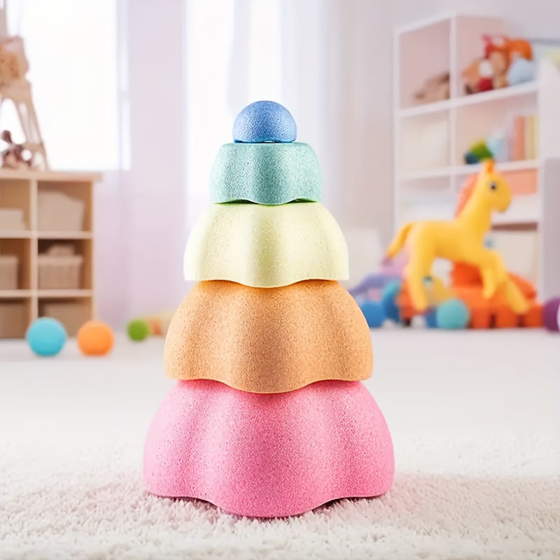 Fantasy Flower Stepping Stones 5pcs Set - Non-slip Stacking Stacking Balance Training, Indoor and Outdoor Sensory Training Equipment, Beach Yard Multi-scene Applicable (Easter/Christmas Gift Recommendation)