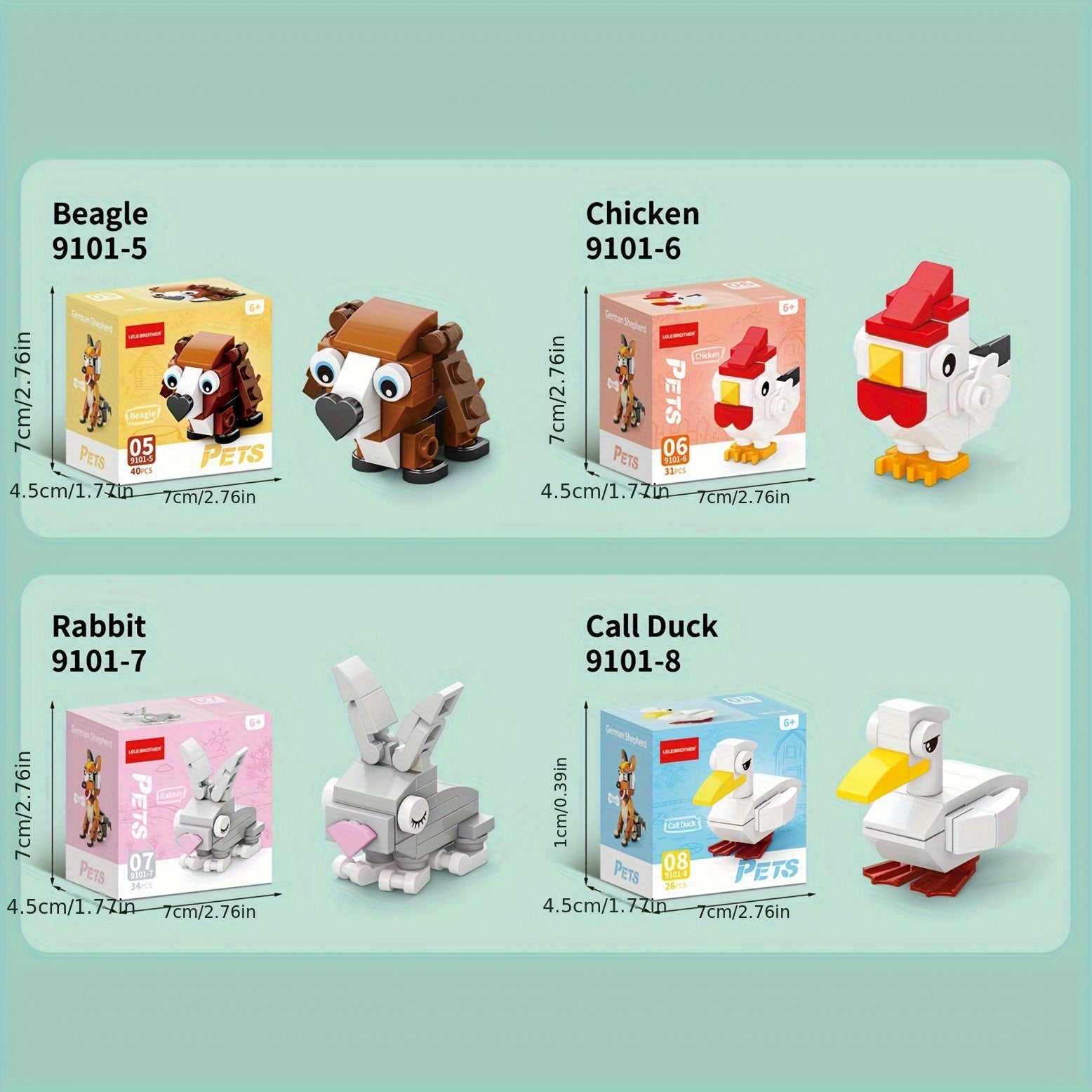 10-in-1 Mini Cute Pet Series Building Blocks Set, Christmas Gift Assembly Toy, Pet Model Puzzle Kit, Holiday Birthday Present, Halloween Thanksgiving Tabletop Decor, 10 Small Models or Combine into 1 Large Design, 10 Boxes