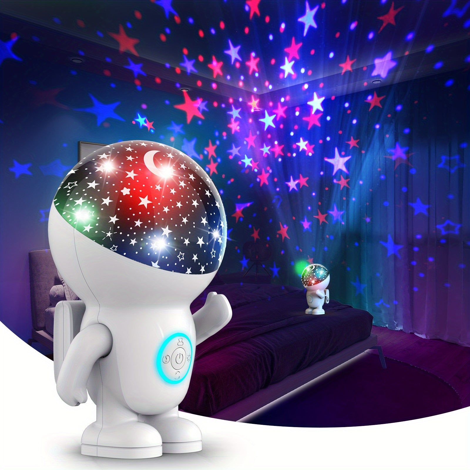 GiieeGii USB-Powered Astronaut Star Projector Night Light for Youngsters - Multicolor LED, Auto Shut-Off, Plastic with Matte Finish, Ideal for Bedroom Ambiance for Halloween and Christmas, Holiday Decoration, Sleep Aid, Space