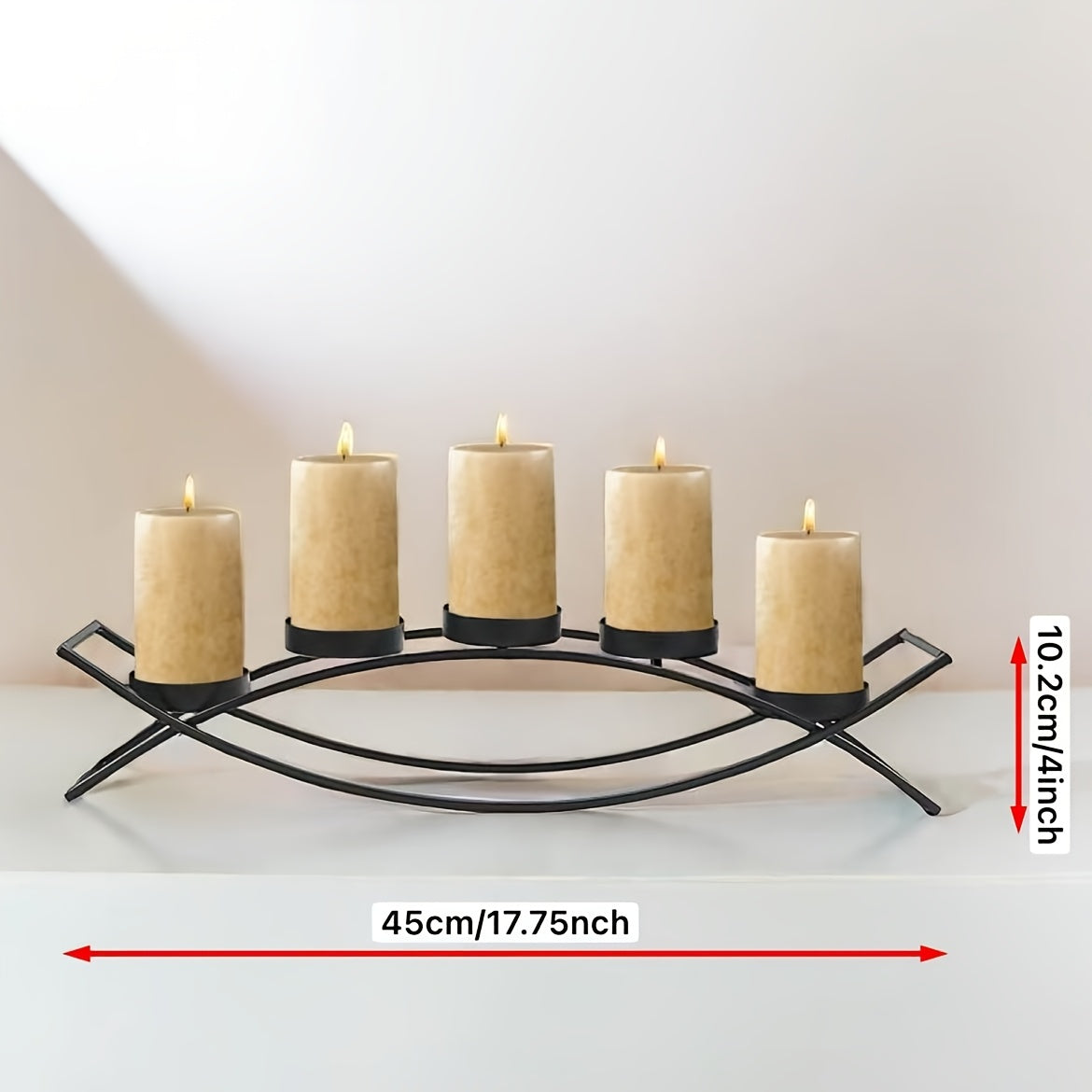HAOYIER 5-Tier Modern Black Metal Candle Holder Stand with Sturdy A-Frame Design - Heavy-Duty Tabletop Candlestick for 5 Candles (Candles Not Included) - Elegant Centerpiece for Dining Table, Mantel, Weddings & Home Decor - S