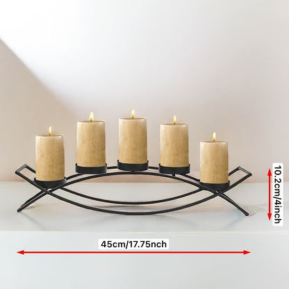 LumiFrame BT — Candelabro de Mesa de 5 Niveles en Metal Negro (Diseño A-Frame, Marca HAOYIER)