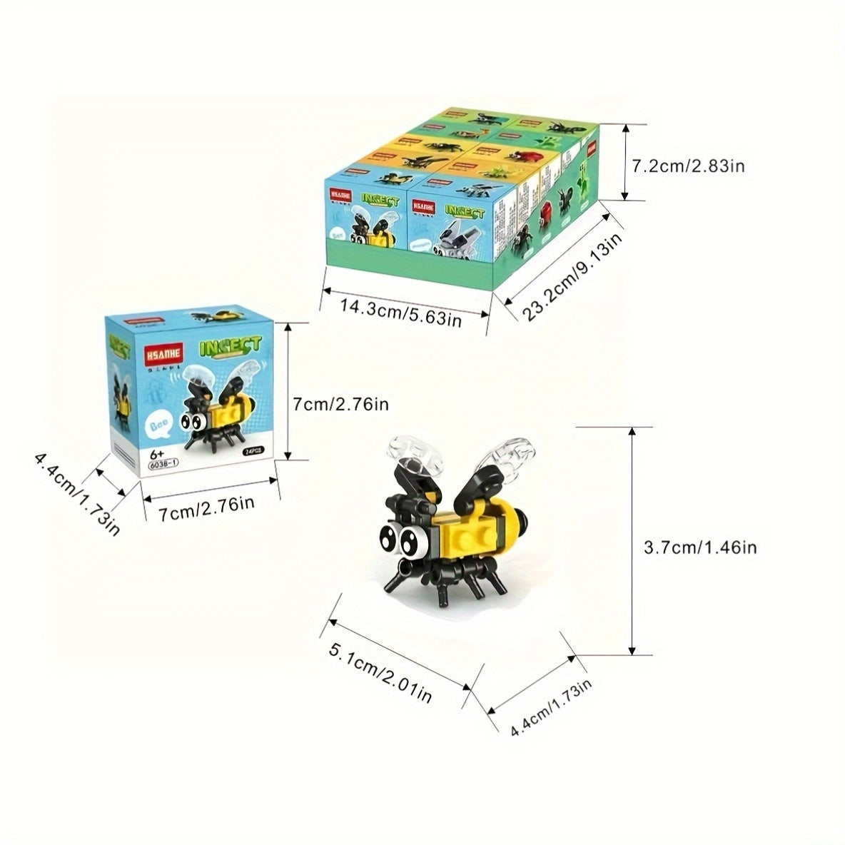 A Set of 10 Insect Building Blocks, Featuring Animal Models Like Bees, Ladybugs, Fireflies, Dragonflies, Spiders, And Scorpions, Makes a Perfect Gift for Young People.