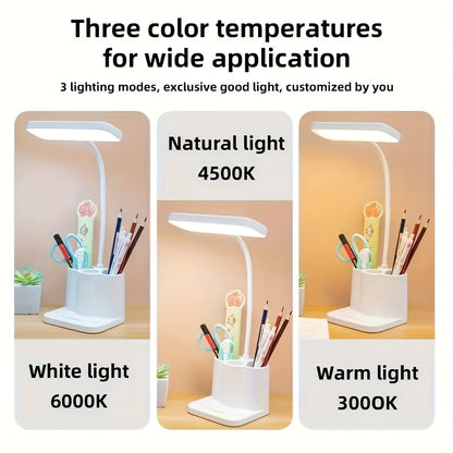 LumiDesk KK — Rechargeable LED Desk Lamp (Touch Control, Adjustable Brightness, Polished White Finish)
