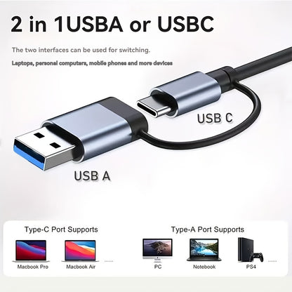 TechDock 8 — Estación de Conexión USB 3.0 Tipo-C para Laptop y PC (8 en 1)