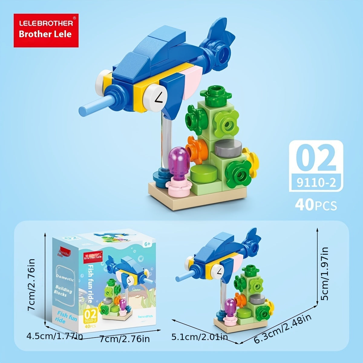 10-in-1 Mini Fish Series Building Block Set, Christmas Gift Assembly Toy, Sea Fish Model Kit, Holiday Birthday Present, Halloween Thanksgiving Tabletop Decoration, 344pcs – Build 10 Small Models or Combine into 1 Large Stru