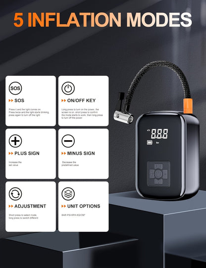 PCMOS AirPro — Compresor de Aire Portátil Inalámbrico para Auto y Moto