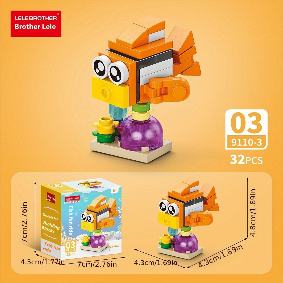 10-in-1 Mini Fish Series Building Block Set, Christmas Gift Assembly Toy, Sea Fish Model Kit, Holiday Birthday Present, Halloween Thanksgiving Tabletop Decoration, 344pcs – Build 10 Small Models or Combine into 1 Large Stru