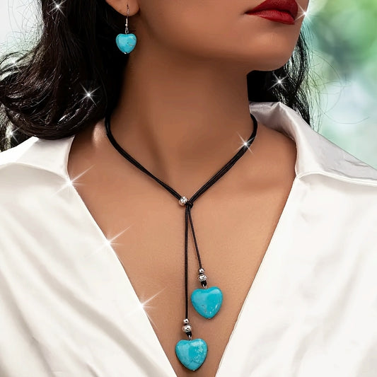 Boho Heart — Set de Collar y Aros Vintage con Corazón