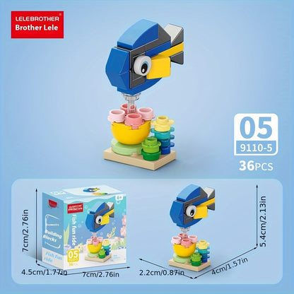 AquaBuild JB — Set de Construcción 10-en-1 con Peces Marinos (344 Piezas, Colores Mixtos)