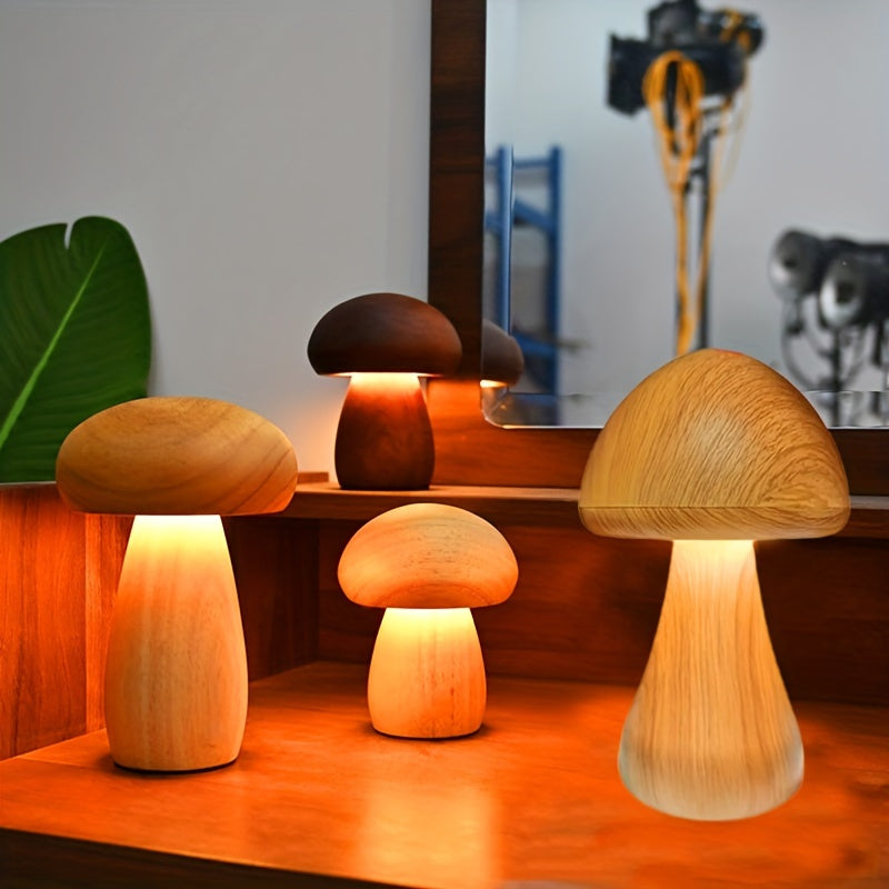 1pc rechargeable mushroom night light, 3color LED desk light, creative mushroom desk light, bedroom bedside light, dimmable LED lighting, home decor light, home warm gift, Valentine's Day gift