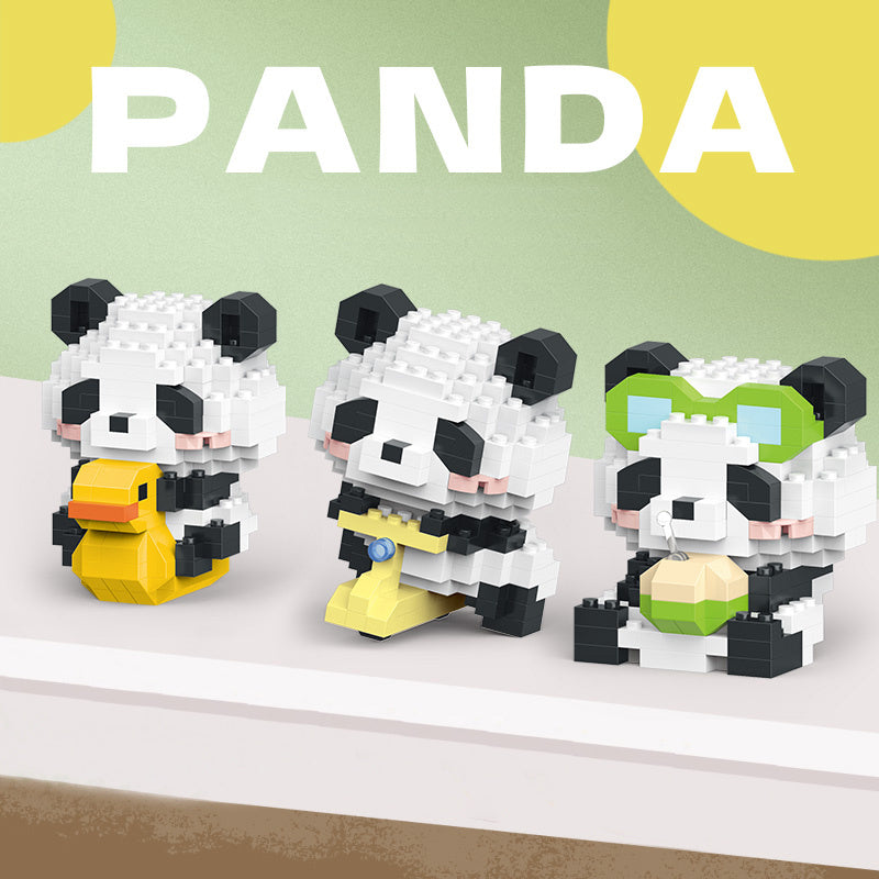 PandaBloques MK — Set de 12 Bloques de Construcción con Pandas (Material ABS, Blanco y Negro)