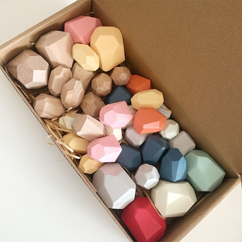 36pcs Wooden Sorting Stacking Stones for Party Activities for Halloween, Christmas Event & Party Supplies