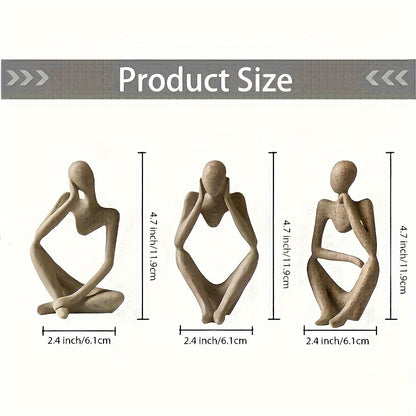 MindForm Trio — Set de 3 Esculturas Abstractas de Pensadores en Resina