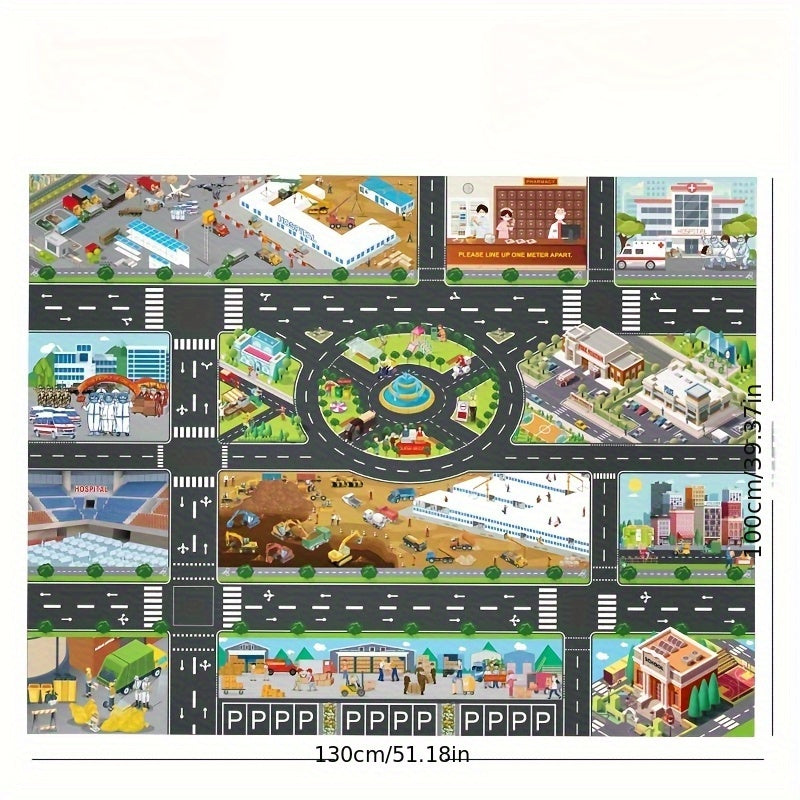 Popular Game City Theme City Traffic City Epidemic Prevention Engineering Map Field Scene Map Big Map Traffic Car Game Mat Non woven Fabric with Coating Waterproof and Moisture proof Mat