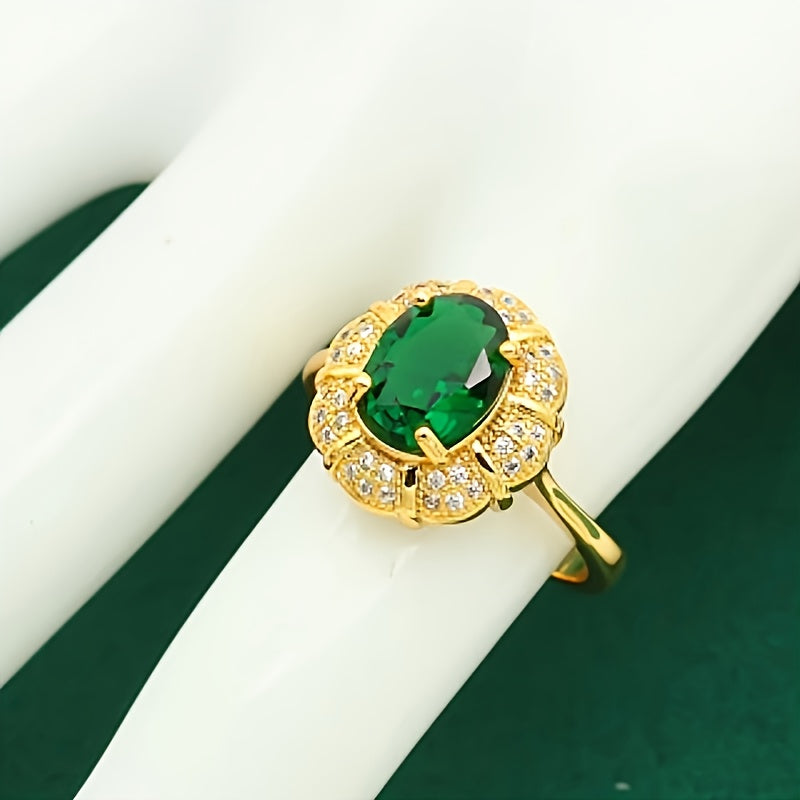 EmeraldLuxe 5 — Set de Joyería Vintage con Piedra Verde y Zirconia Cúbica (5 Piezas)