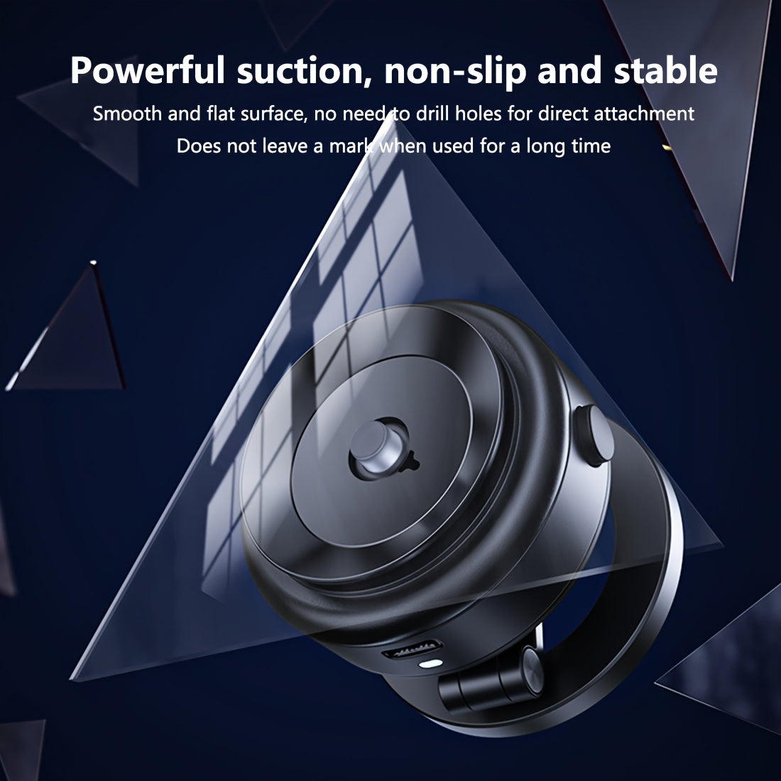 Dark Grey Magnetic Car Mount with 360° Rotation - Durable Aluminum Alloy, Strong Adhesion, Adjustable Stand for iPhone and Android Devices, Perfect for Live Streaming in Car, Gym, Mirror, Smooth Surface, Includes Magnetic Lo