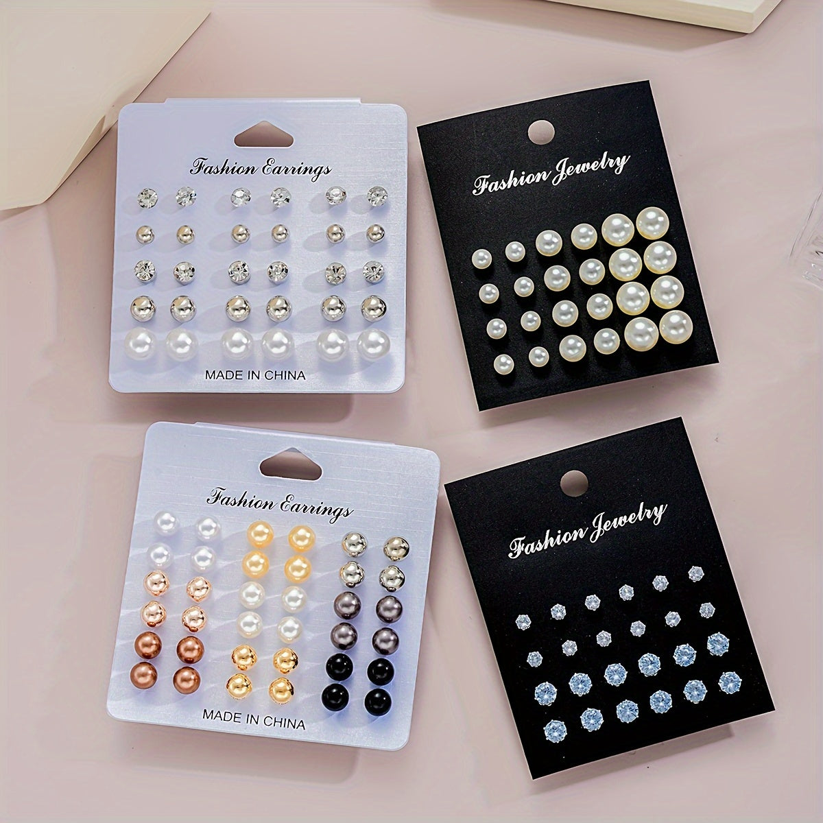 114-Piece Assorted Simple Color Faux Pearl Earring Set, Women's Gift for Dating, Vacation, and Everyday Wear, Minimalist and Korean Style