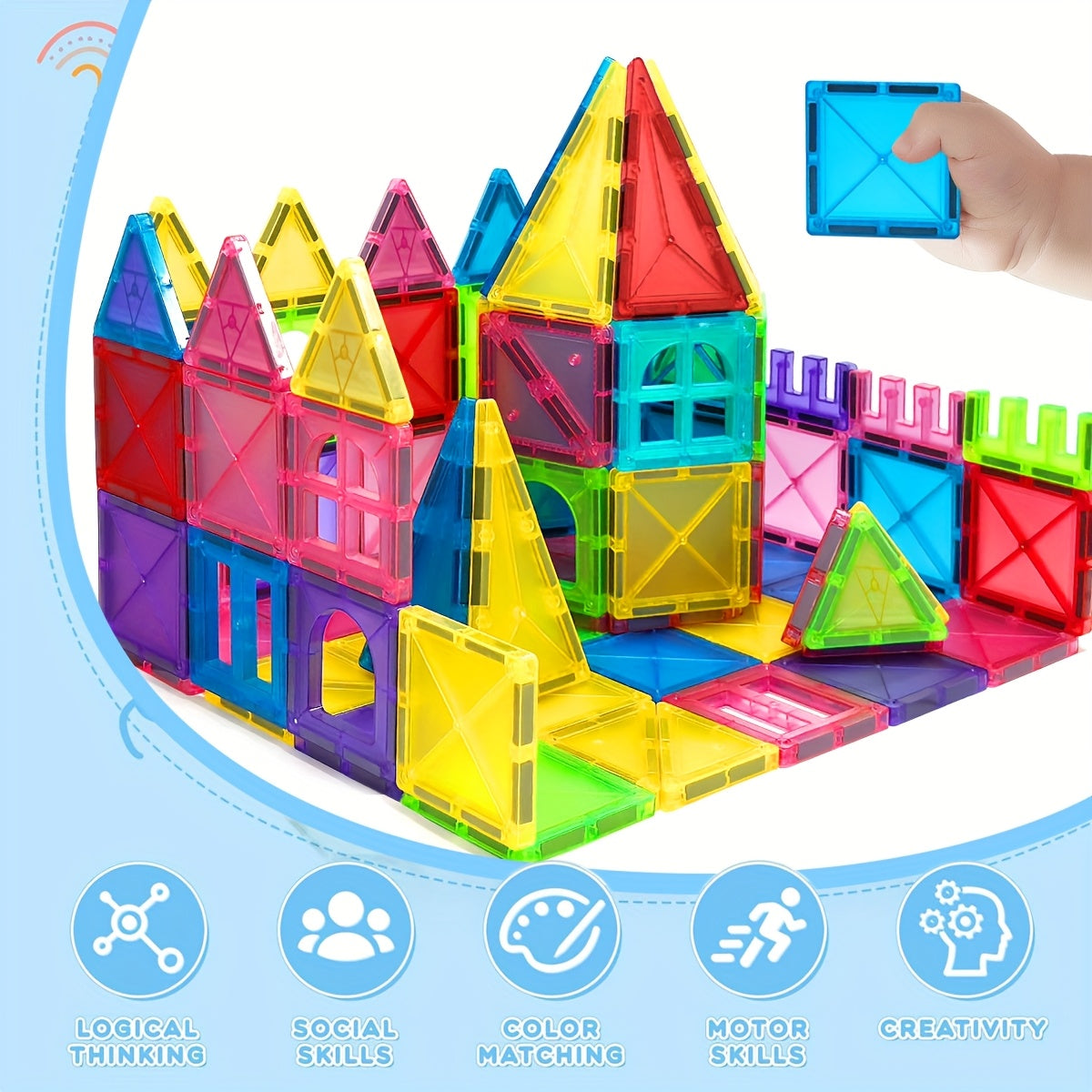Magnetic Blocks 3D Magnet Building Blocks Set, STEM Educational Toys, Stacking & Puzzle Playset, Ideal Birthday Gift for 3+ Years Old, Creative Play Vibrant Construction Set Durable ABS Material