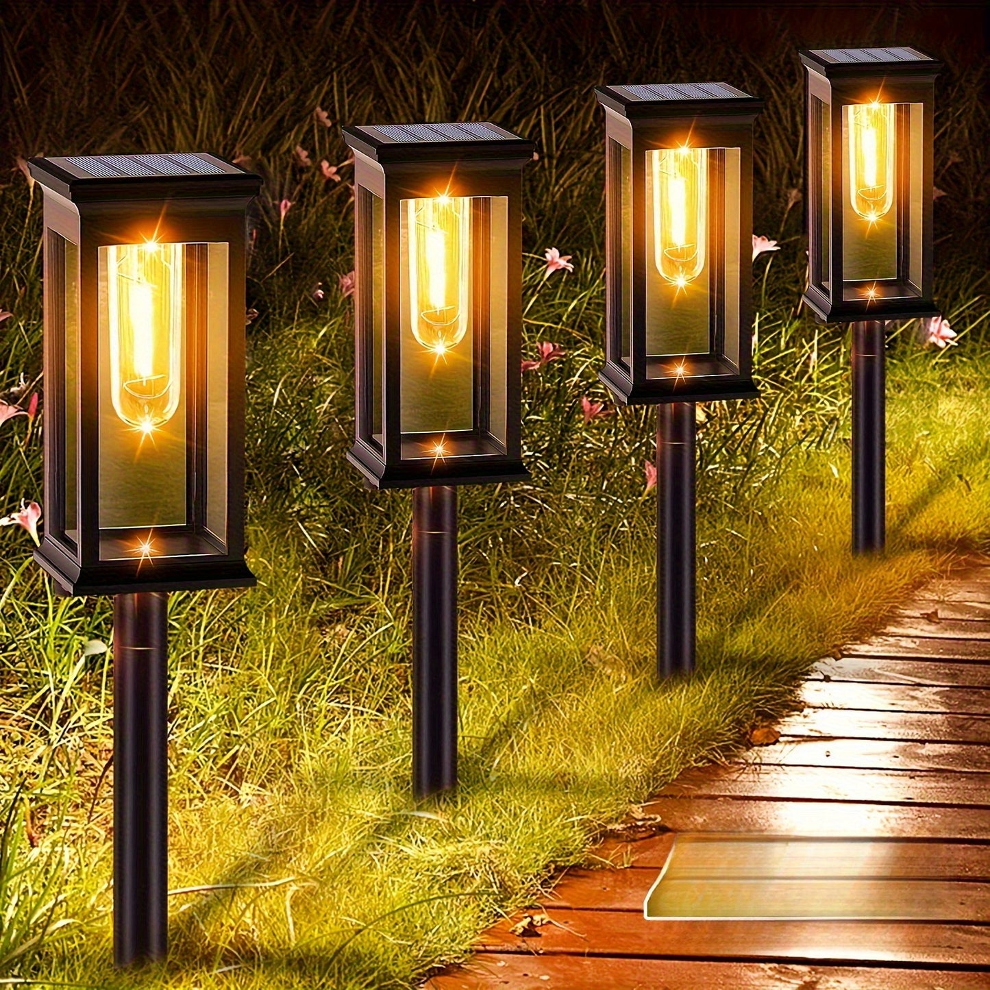 SolDorado JT — Lámpara Solar Dorada para Exteriores con Encendido Automático (1 Unidad)