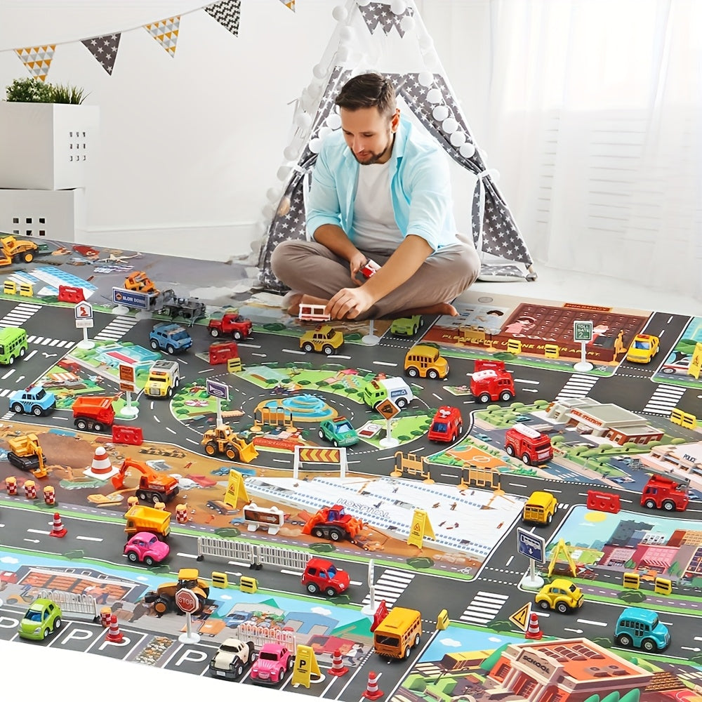 Popular Game City Theme City Traffic City Epidemic Prevention Engineering Map Field Scene Map Big Map Traffic Car Game Mat Non woven Fabric with Coating Waterproof and Moisture proof Mat
