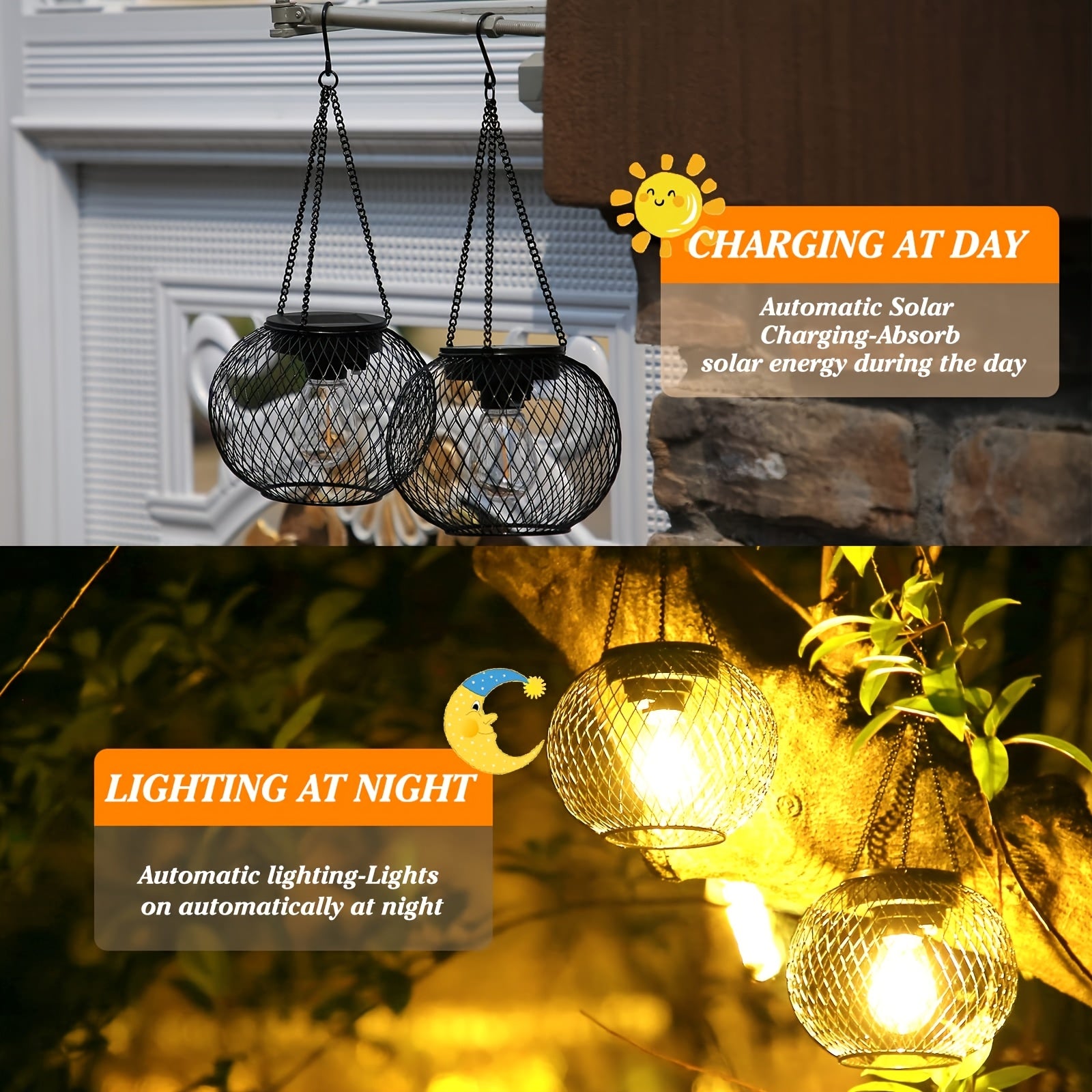 Solar Glow Duo — Set de 2 Faroles Colgantes Solares para Exterior