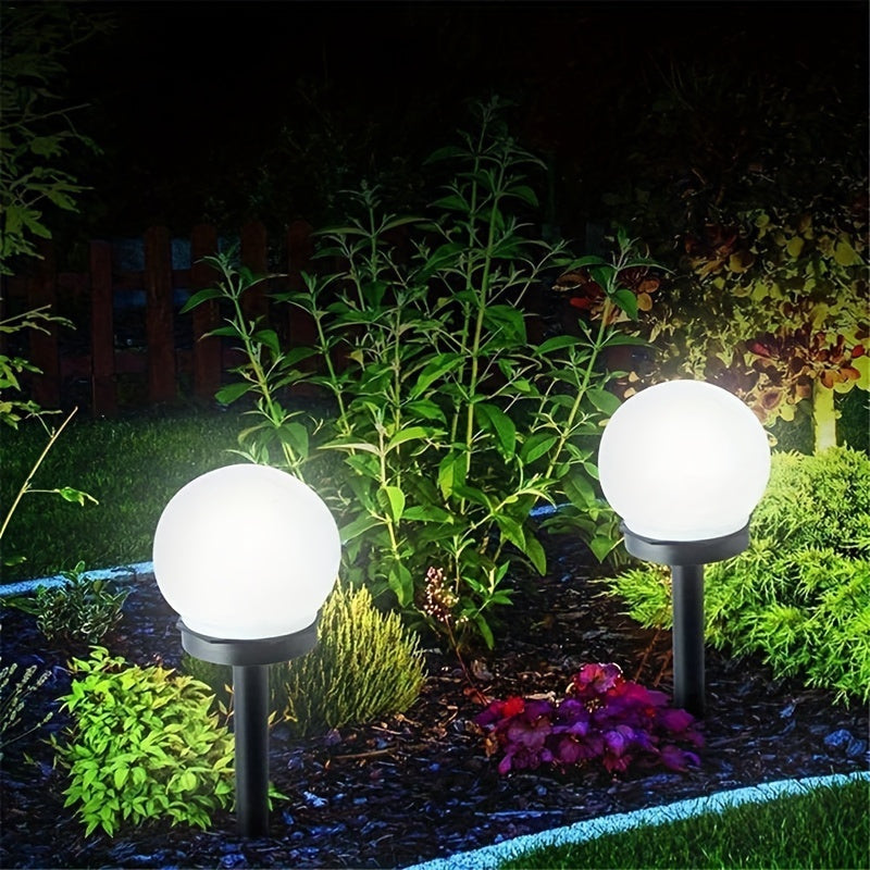 8pcs Solar-Powered LED Spherical Garden Lights - White Outdoor Pathway Lighting, Durable Plastic Auto On/Off Solar Lights for Lawn, Yard, Patio, Christmas & Wedding Decor, Solar Outdoor Lights, Lawn Decoration, Decorative Acc