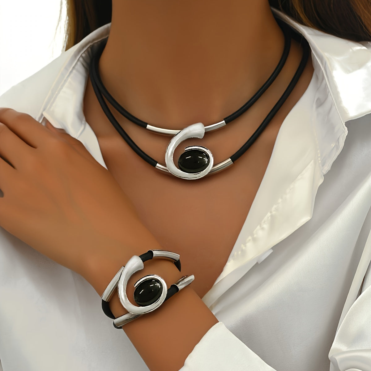 Midnight Boho — Set de Collar y Pulsera Vintage (2 Piezas)