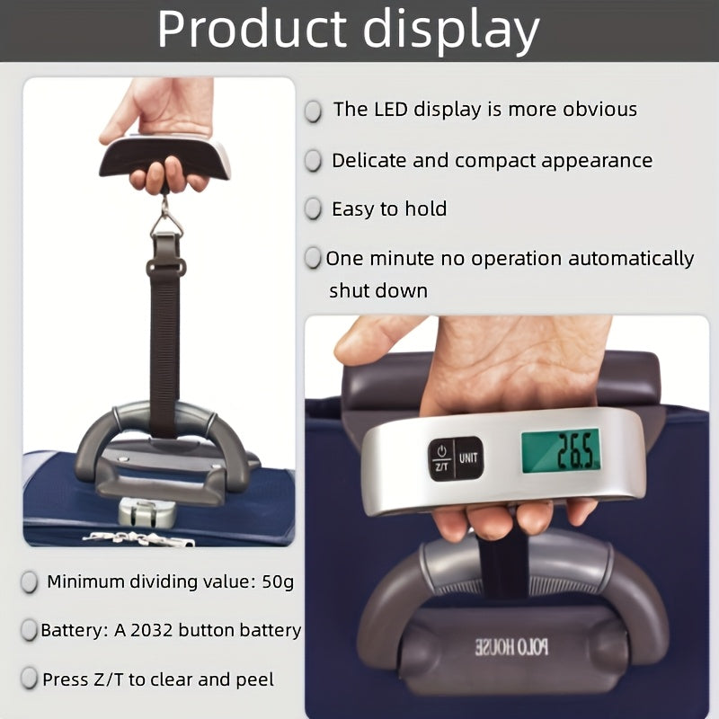 Kolzp TravelScale — Balanza Digital de Mano para Equipaje (50kg/110lb)