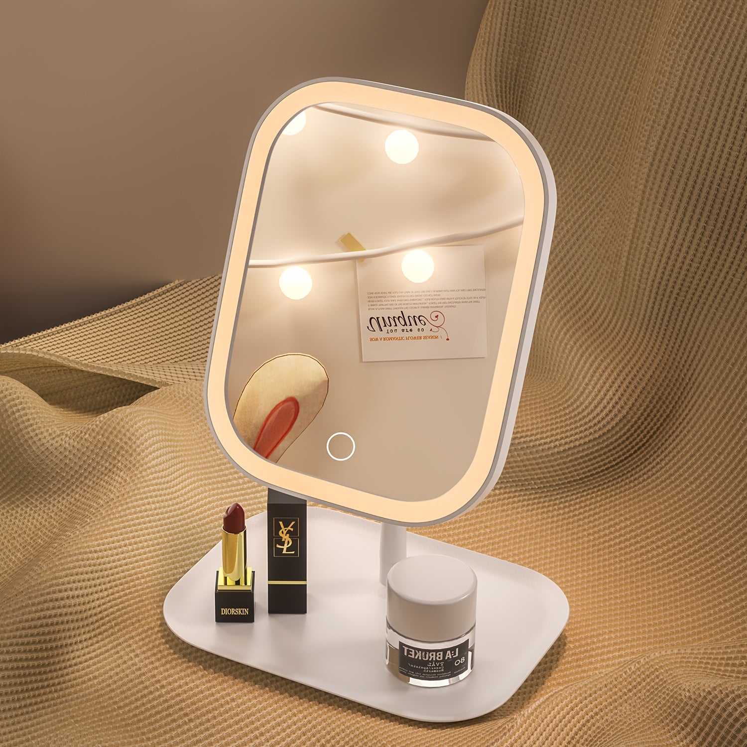 GlowFold — Espejo de Maquillaje LED Compacto con Control Táctil (3 Modos de Luz)