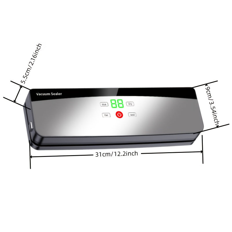 Multifunctional Automatic Food Sealer, Portable Wireless Vacuum Sealer with Manual Start/Stop, Digital Display, Snack Bag Sealing, Long-Term Food Preservation, Compact and Easy-to-Use Design, Suitable for Kitchen and Outdoor