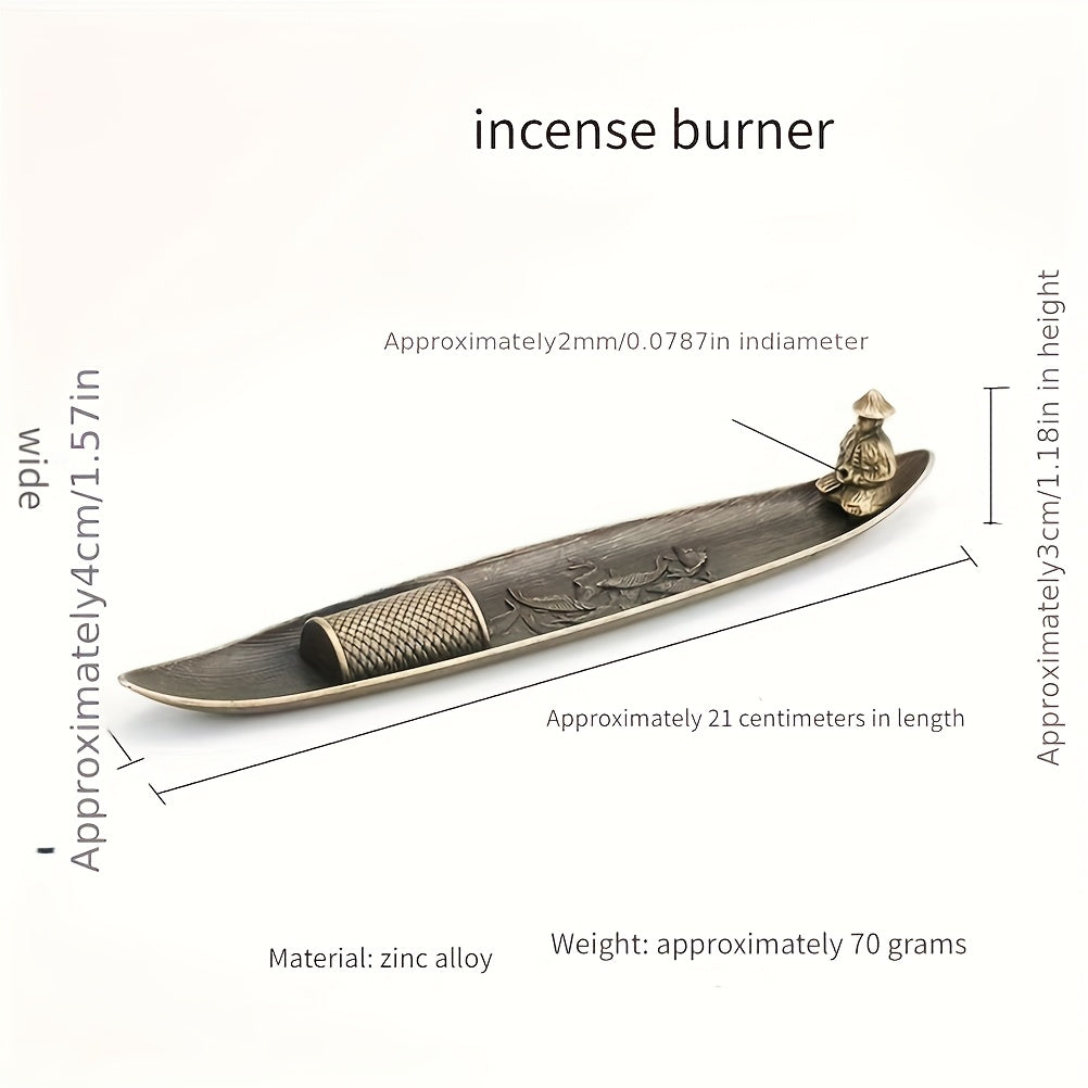 DragonAura UU — Quemador de Incienso Tradicional en Forma de Barco (Diseño Metálico con Dragón, Decoración Festiva Artesanal)