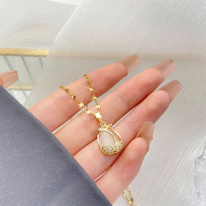 Tulip Shine — Set de Collar y Aros con Piedra Ojo de Gato (3 Piezas)