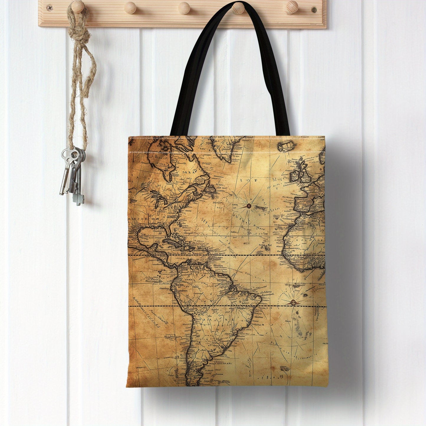 MapTote XN — Bolso de Tela con Mapa Vintage (Poliéster Resistente, Estilo Retro Cartográfico)