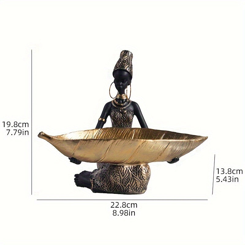 1pc Handcrafted Resin Statue Ornament - Elegant Black & Golden Woman Sculpture with Intricate Patterns, Versatile Indoor/Outdoor Decor for Living Room, Bedroom, Study - Ideal Christmas, Thanksgiving, Anniversary Gift, Statues
