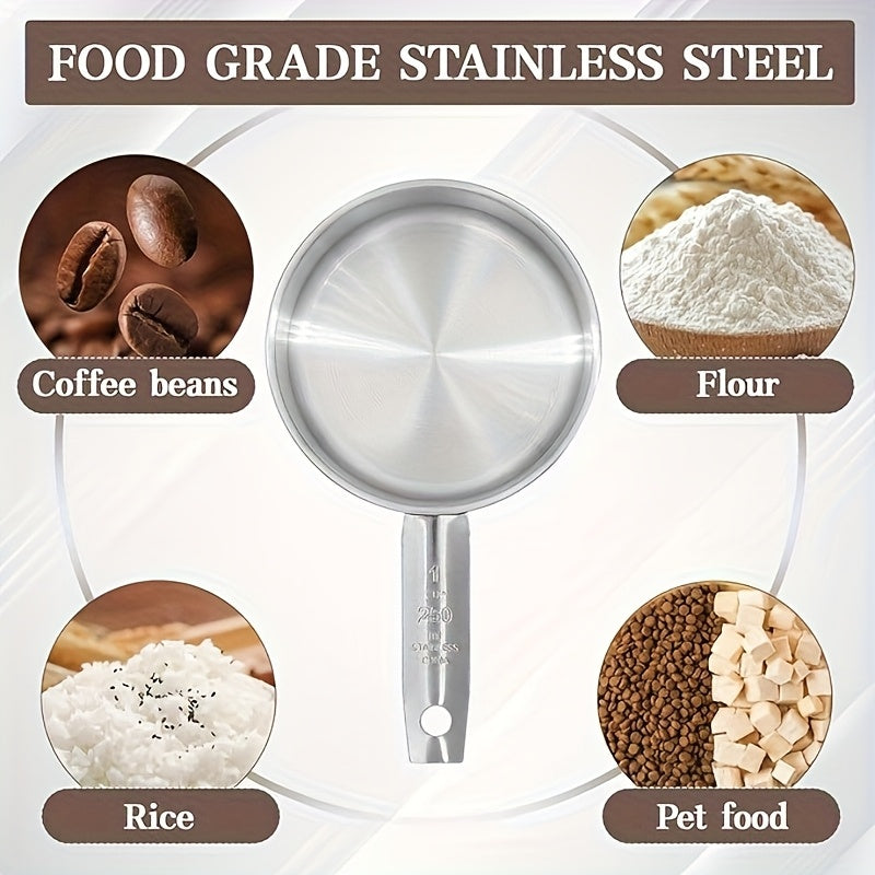 10pcs Set of Rolled Edge Measuring Cups, 5pcss Measuring Spoons + 5pcss Measuring Cups, Stackable Stainless Steel Measuring Cups And Spoons, Can Be Used for Dry Food Or Liquids, Kitchen Gadgets for Cooking And Baking, Kitchen