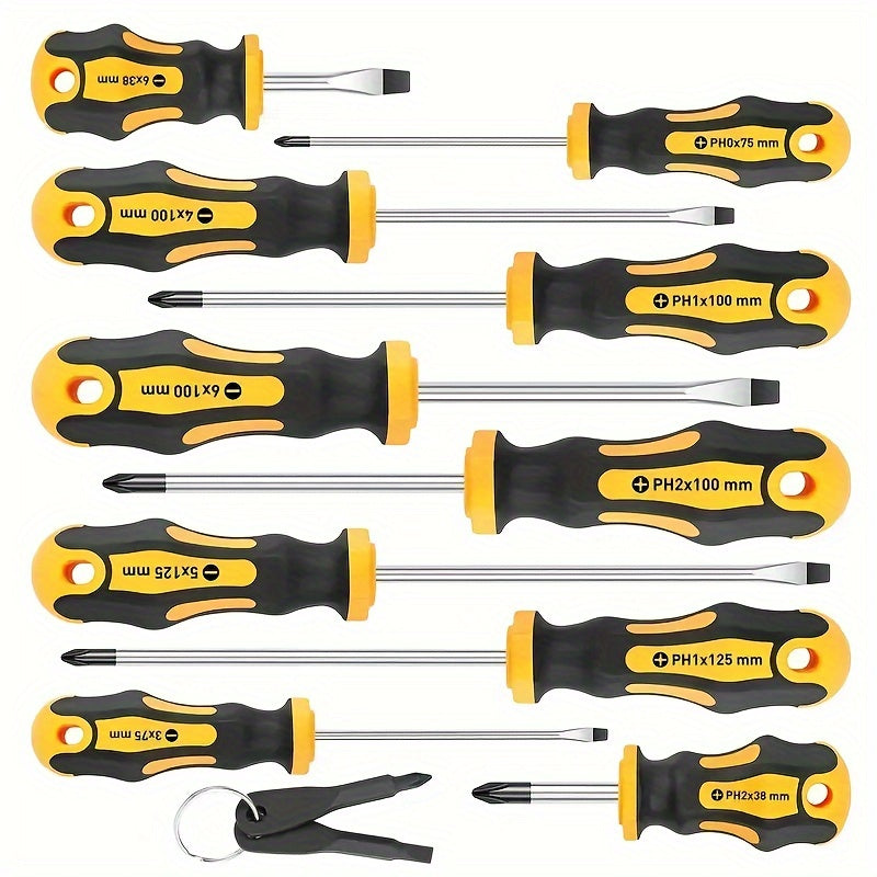 1 Box Upgraded Professional Screwdriver Set with Magnetic Drill Bit Holder - Chrome Vanadium Steel Material, Includes Slotted, Cross, Hex, Precision Tool Screwdriver - Durable Repair Kit for DIY and Industrial Use