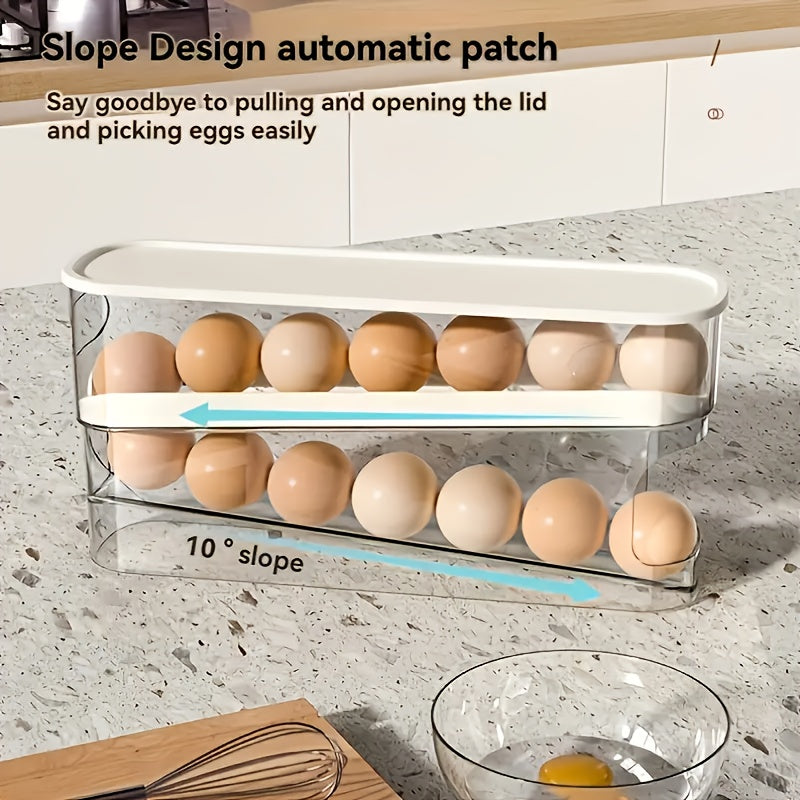 Adjustable Rolling Egg Holder for Refrigerator Door, Stackable, Durable Plastic, Fits 18 Eggs, with No Battery Required, for Kitchen Organization Accessory