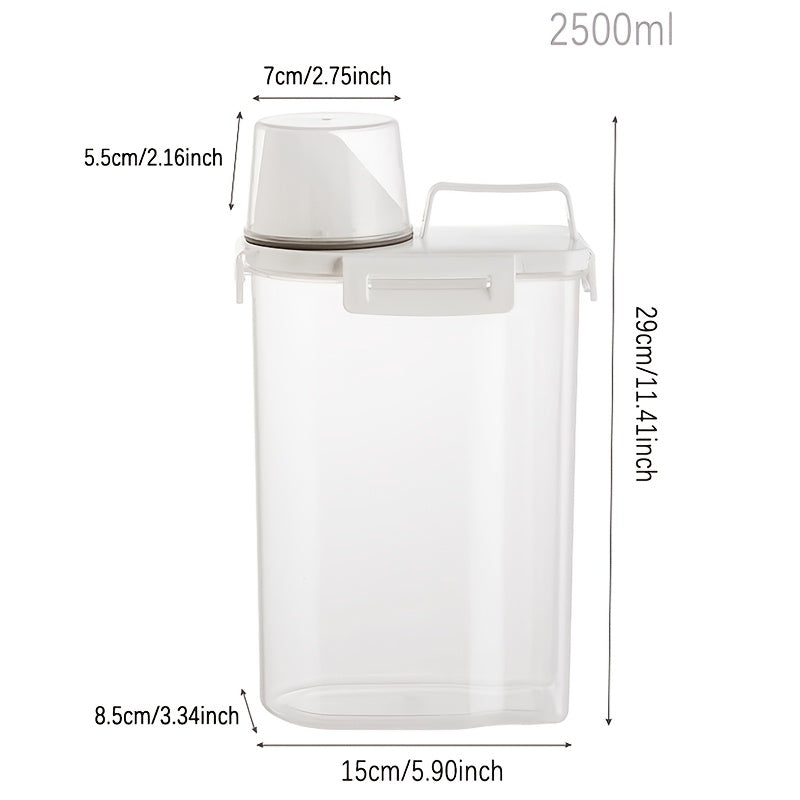5-Pack Polypropylene Food Storage Containers, Leak-Proof &, Square Can Design for Rice, Grains, Nuts, Flour, Kitchen Organizer, Food Contact Safe