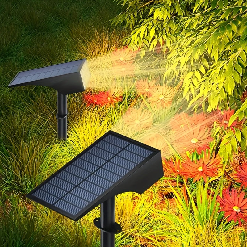7LED Solar Powered Spotlight, Solar Charging, Wall Mount/Ground Stake Dual Use, Portable and Easy to Place, Landscape and Path Lighting, Flexible and Convenient Installation, Suitable for Porch, Fence, Yard Trees, Flower Beds