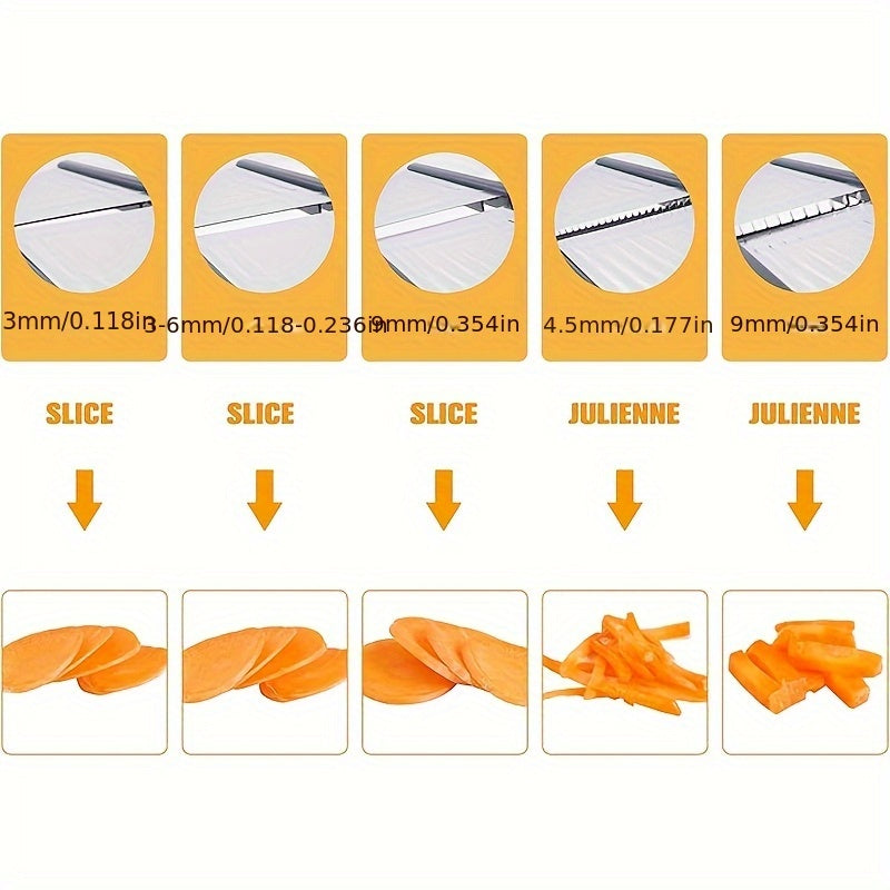 Professional Stainless Steel Mandolin Vegetable Slicer - Adjustable, Ergonomic Design for Precise Slicing of Potatoes, Tomatoes, Carrots & More - Durable & Easy to Clean Kitchen Tool, Vegetable Slicing