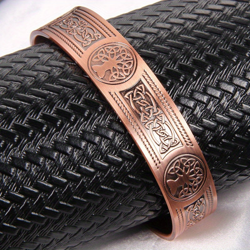 Men'S Copper Magnetic Bracelet with Upgraded Solid Copper Tree of Life Design, Equipped with 6 Magnets, Adjustable Bracelet, Birthday and Christmas Gift for Mom and Dad