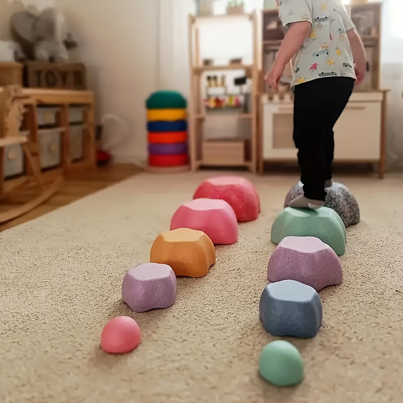 FlorEquilibrio RF — Set de 5 Piedras Sensoriales en Forma de Flor (Antideslizantes, Color Rosado, Material PP)