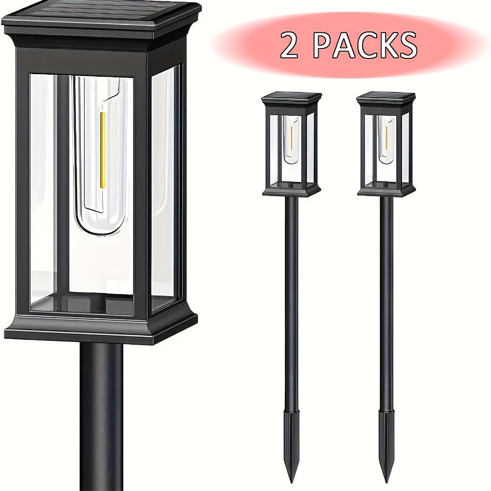 Two Packs of Solar Landscape Lights Warm Light Ground Pathway Decorative Yard IP54 Outdoor Lighting Ambiance Lamp