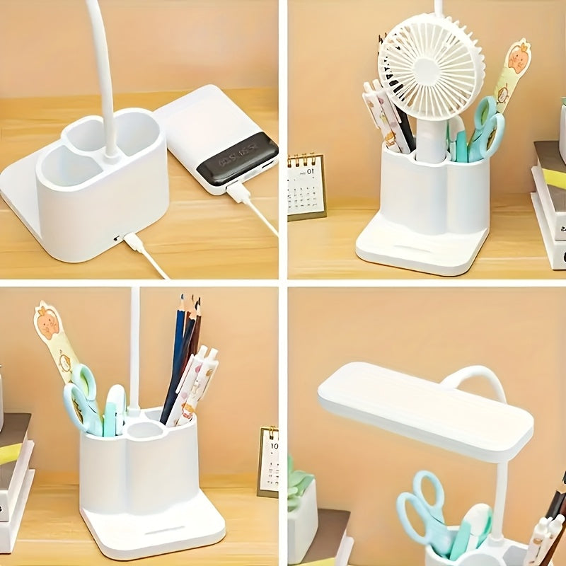 Rechargeable LED Desk Lamp with Adjustable Brightness, USB Charging 5V, Touch Control, Polished White Finish - Ideal for Reading, Music, Office & Study, Desk Lamp for Desk
