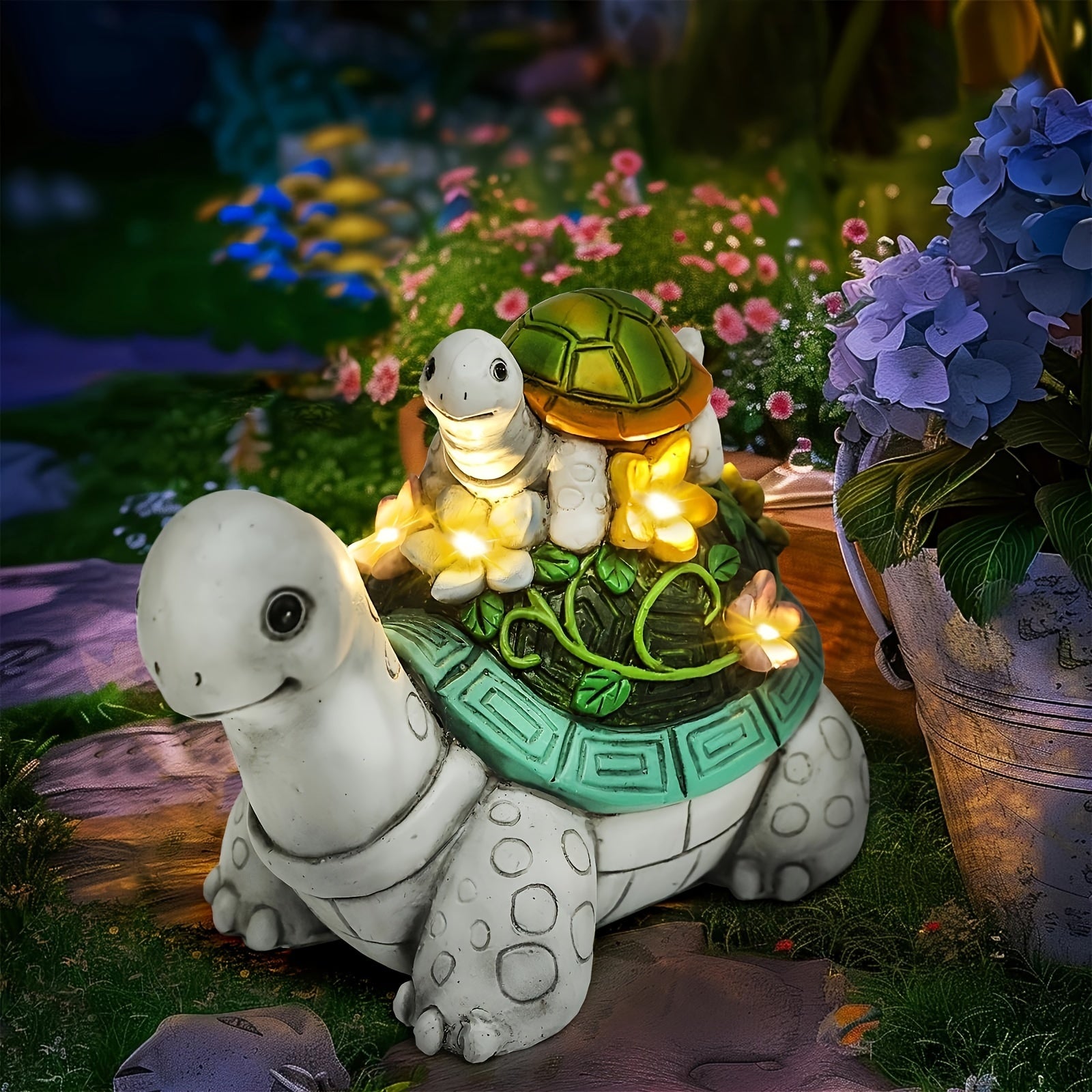 SAIKOGITL Solar-Powered Turtle Garden Statue with 7 LED Lights - Cute Resin Outdoor Decor for Patio, Lawn, and Porch, Ideal for New Year'S Day Celebrations, Garden Decoration | Festive Garden Statue | Solar Charged Lights, Ga