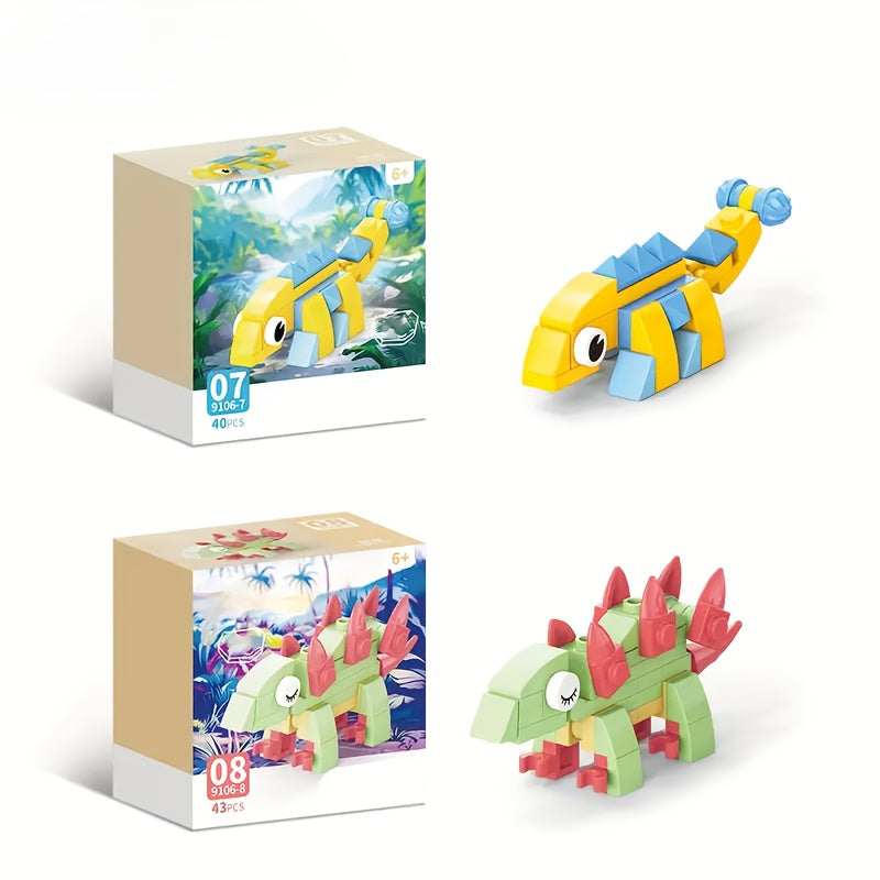 10-in-1 Mini Animal Dinosaur Series Building Block Set, Christmas Gift Assembly Toy with T-Rex Pteranodon Triceratops Ankylosaurus Ceratosaurus Mosasaurus Diplodocus Models, 371pcs for 10 Small Figures or 1 Large Model